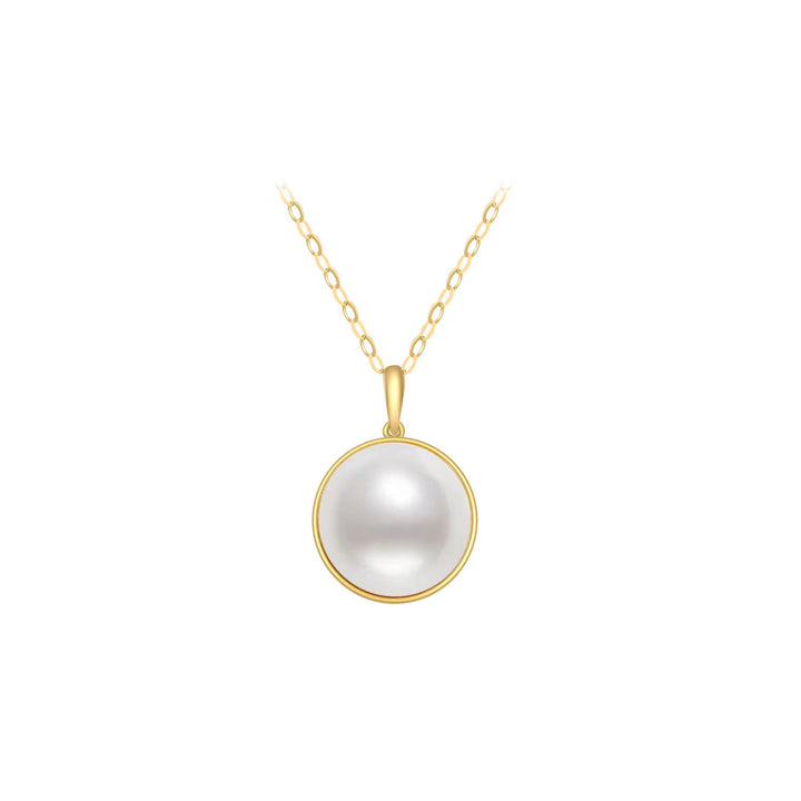 18K Solid Gold Mabe Pearl Necklace KN00072 - PEARLY LUSTRE