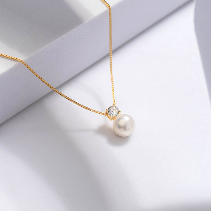 18K Solid Gold  Edison Pearl Necklace KN00041 - PEARLY LUSTRE