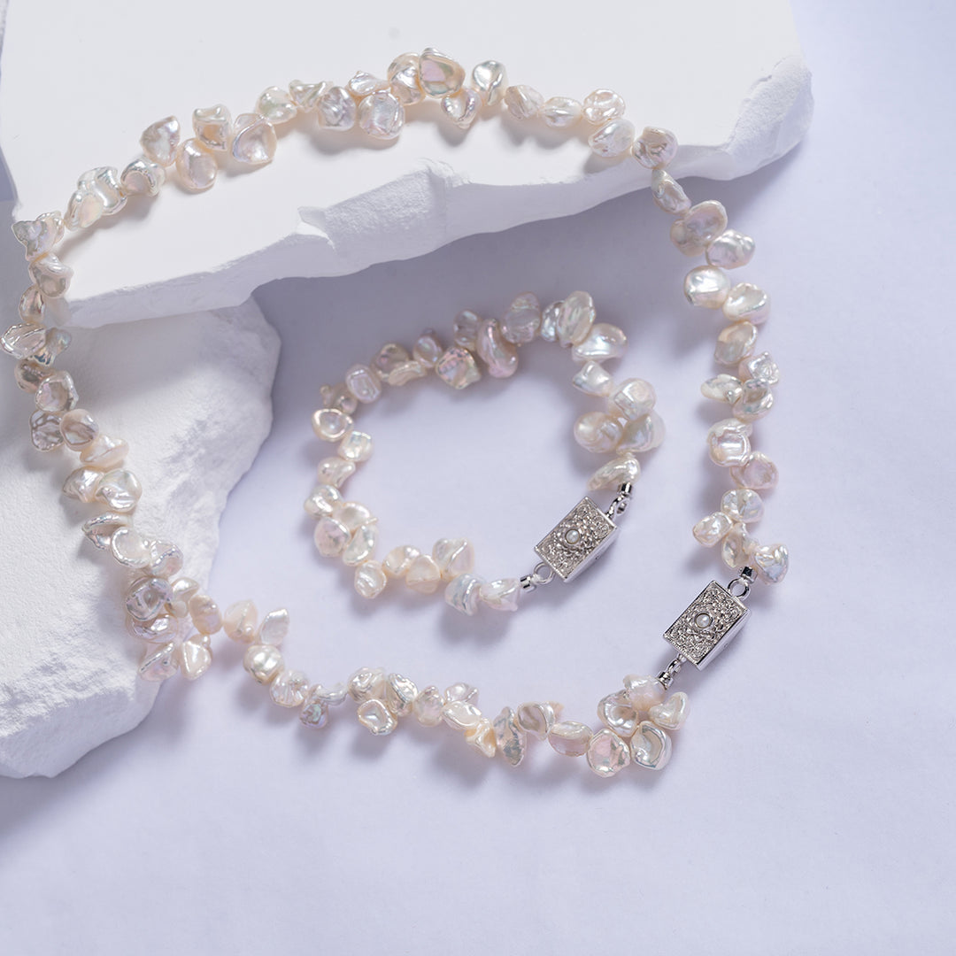 Elegant White Keshi Pearl Necklace WN00506 - PEARLY LUSTRE
