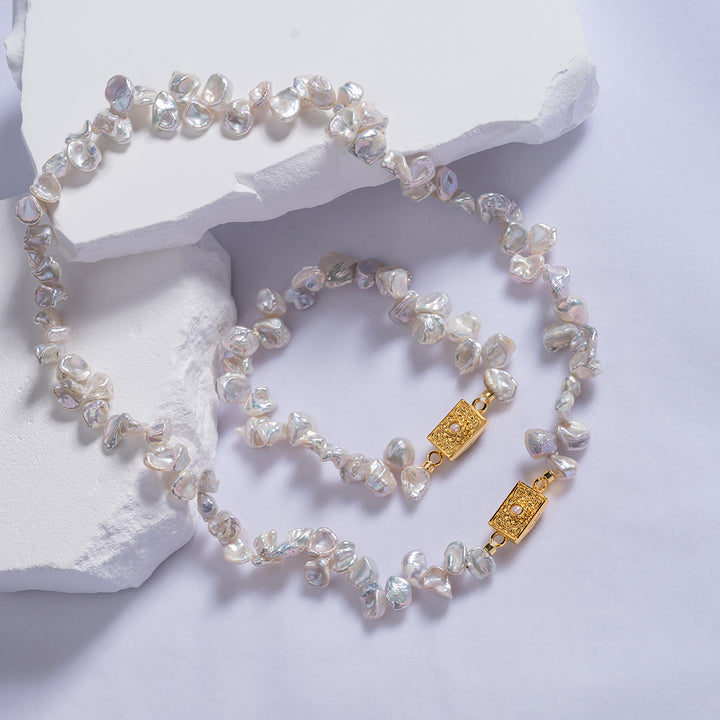Elegant White Keshi Pearl Bracelet WB00175 - PEARLY LUSTRE