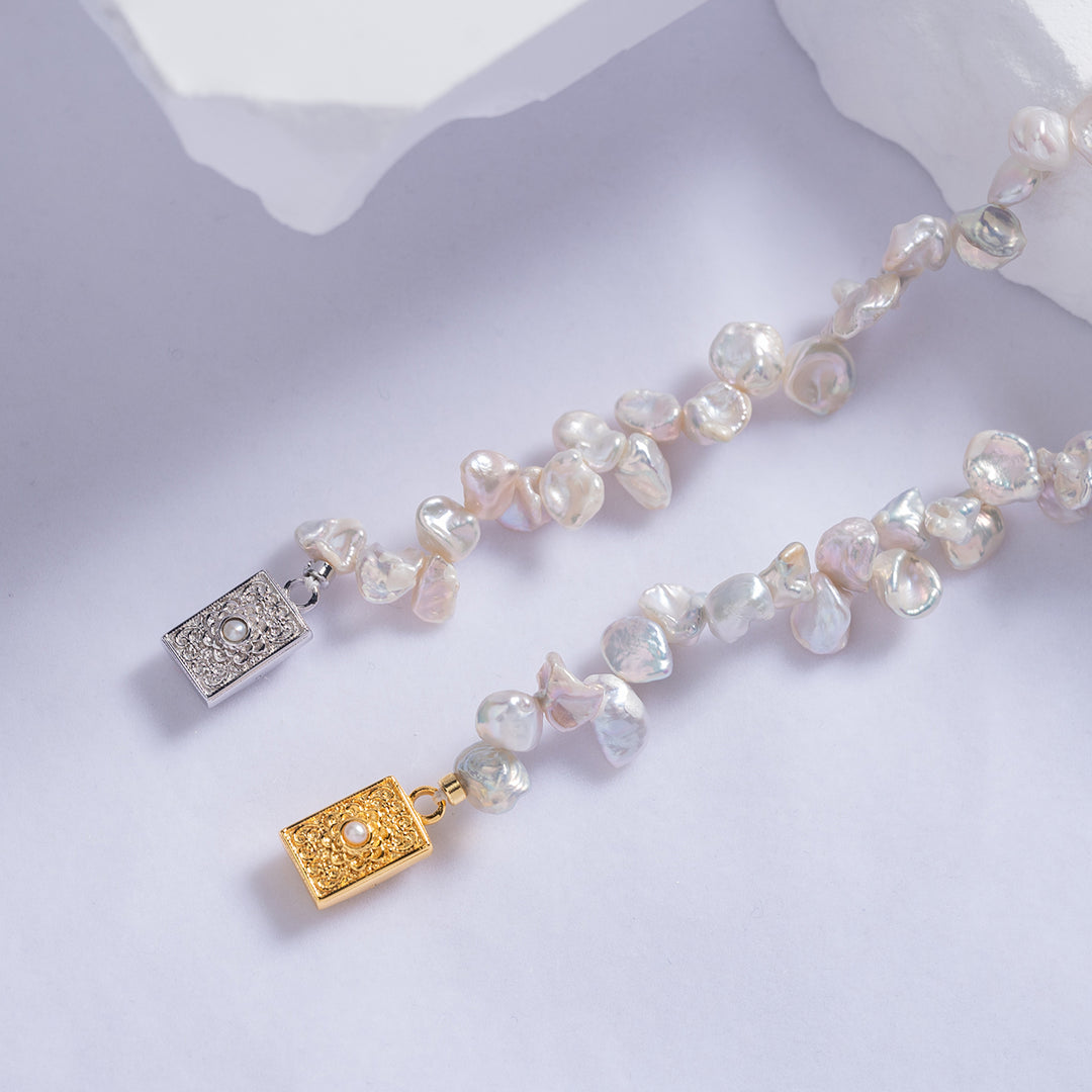 Elegant White Keshi Pearl Necklace WN00506 - PEARLY LUSTRE