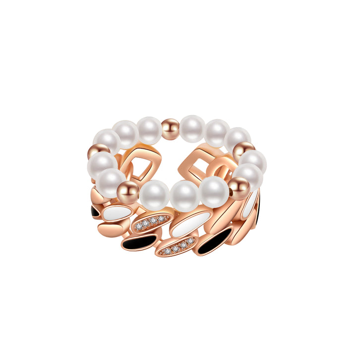 New Yorker Freshwater Pearl Duo Ring WR00103 | Mix&Match - PEARLY LUSTRE