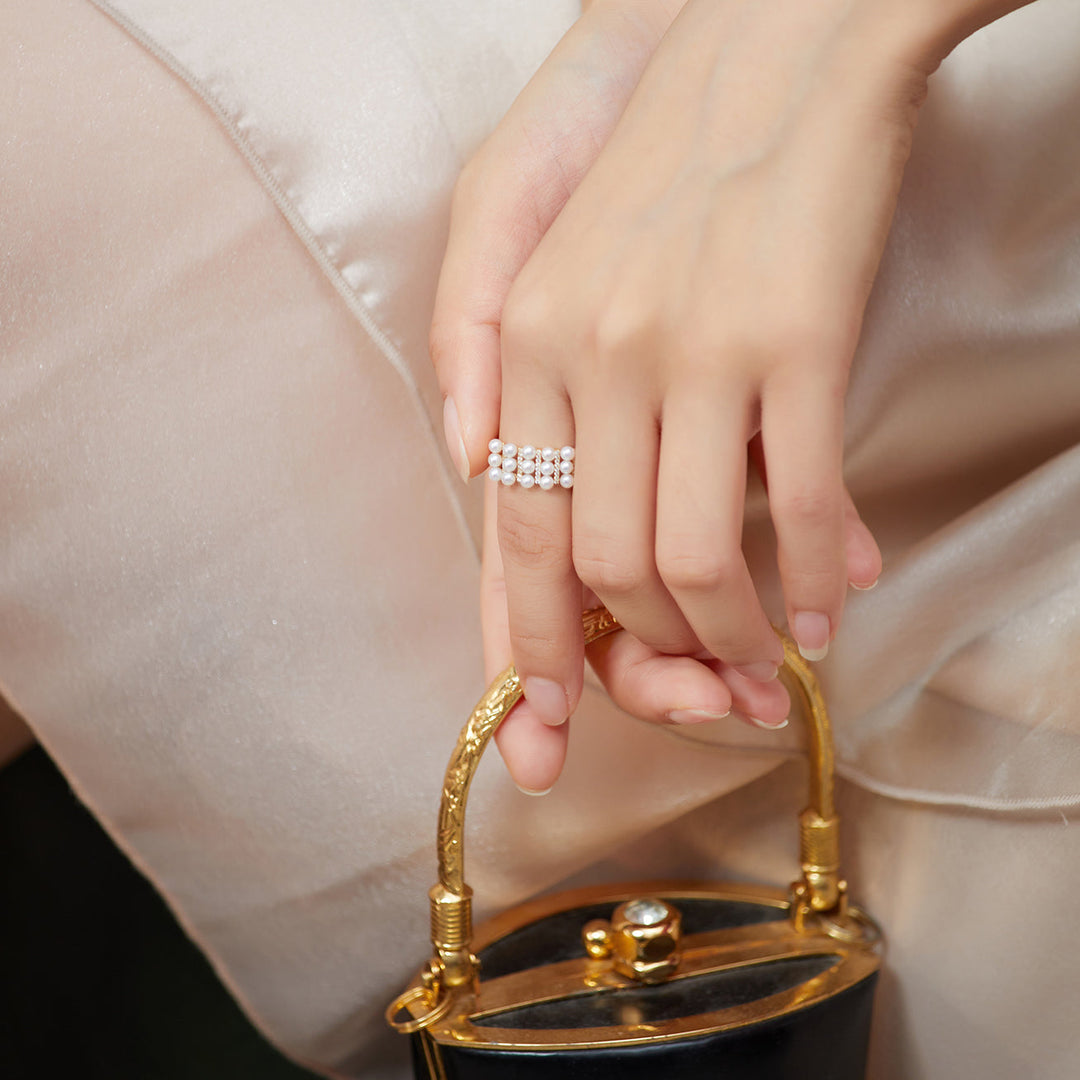 Elegant Japan Akoya Pearl 18K Solid Gold Ring KR00007 - PEARLY LUSTRE