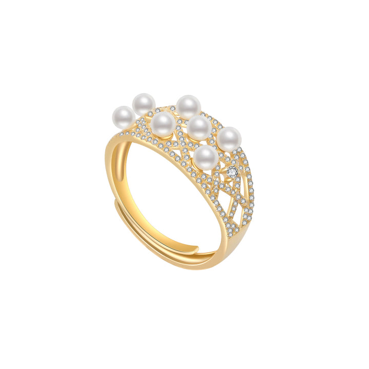 Elegant Japan Akoya Pearl 18K Solid Gold Ring KR00008 - PEARLY LUSTRE