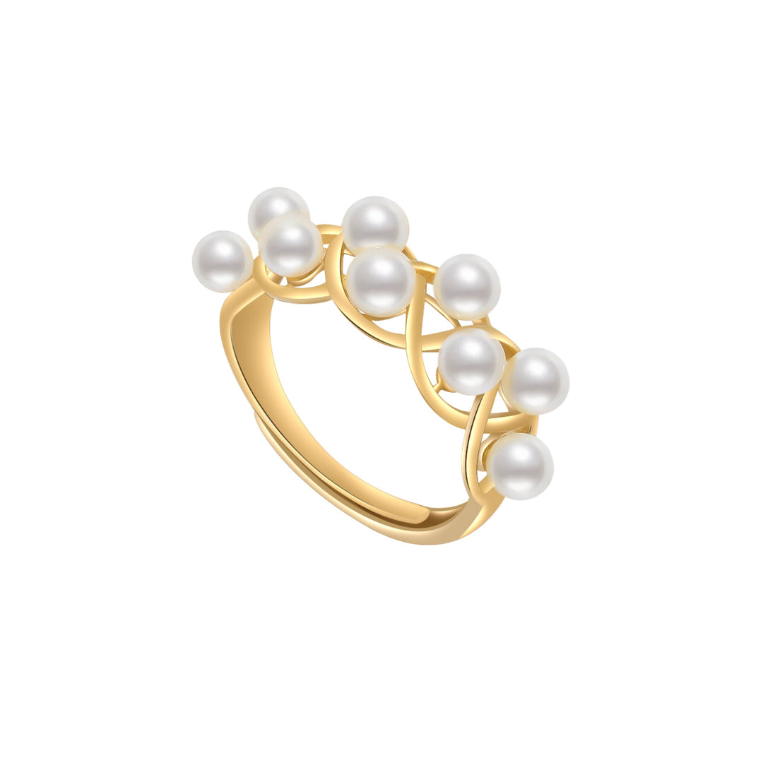 Elegant Japan Akoya Pearl 18K Solid Gold Ring KR00010 - PEARLY LUSTRE