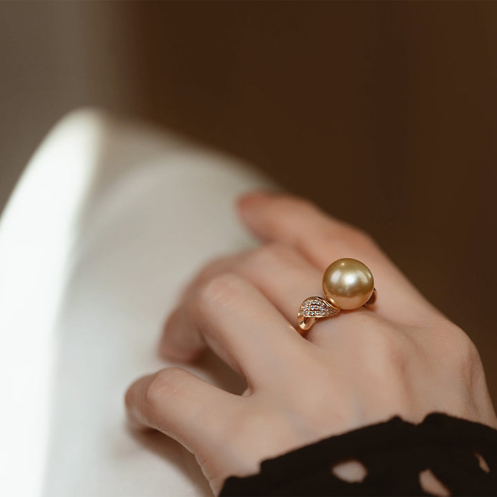 18K Gold South Sea Golden Pearl Ring KR00014 - PEARLY LUSTRE