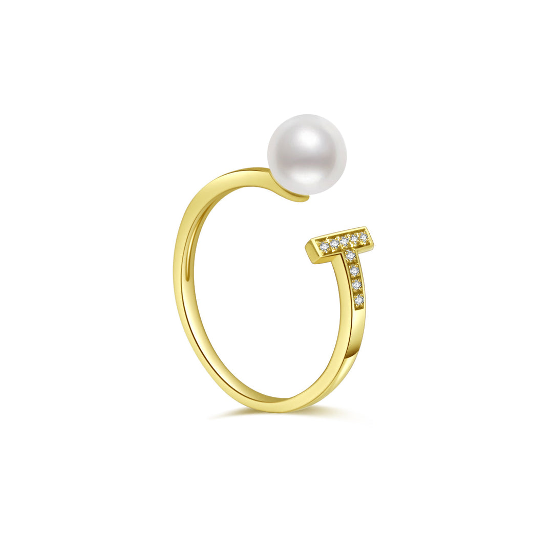 18k Solid Gold Akoya Pearl Ring KR00032 - PEARLY LUSTRE