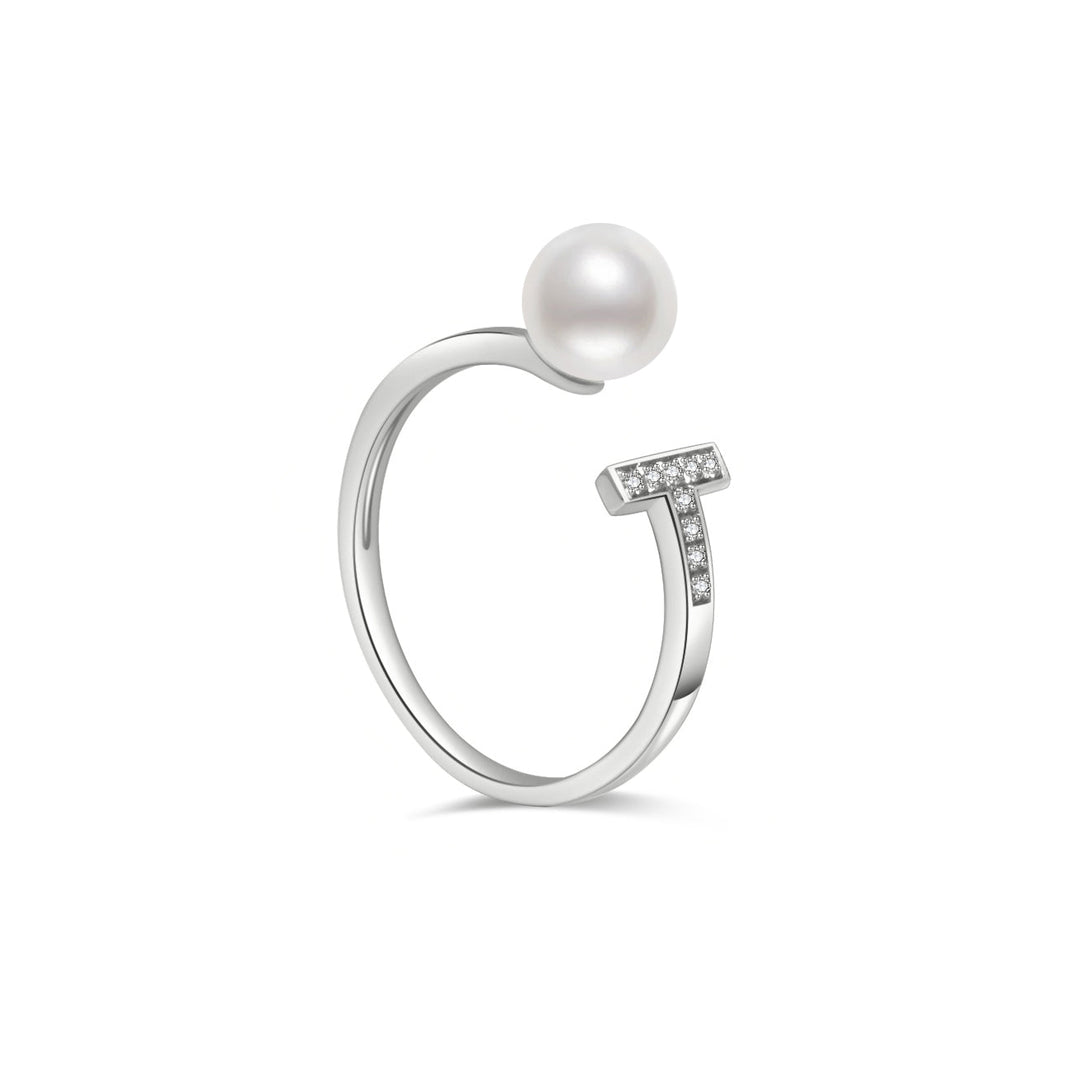 18k Gold Akoya Pearl Ring KR00044 - PEARLY LUSTRE