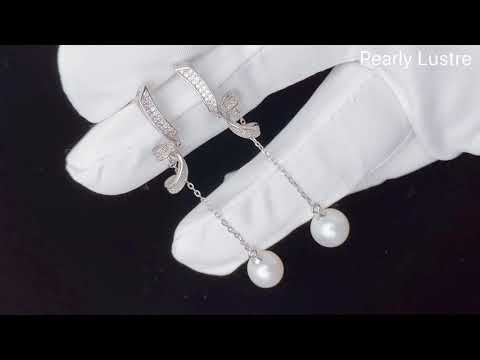Elegantes aretes de perlas de agua dulce WE00248