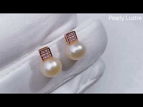 Pendientes elegantes de perlas de agua dulce WE00284
