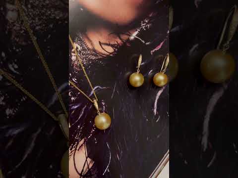 18k Solid Gold South Sea Golden Pearl Earrings KE00066