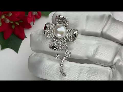 Elegante Broche de Perlas de Agua Dulce WC00045 | JARDINES