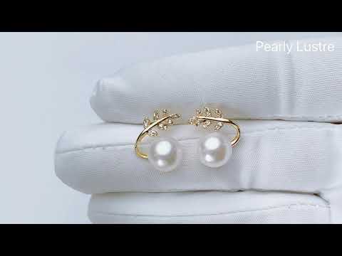 Pendientes elegantes de perlas de agua dulce WE00200