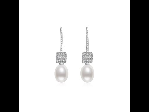 Elegantes aretes de perlas de agua dulce WE00266