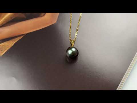 18K Solid Gold Saltwater Tahitian Pearl Necklace KN00094
