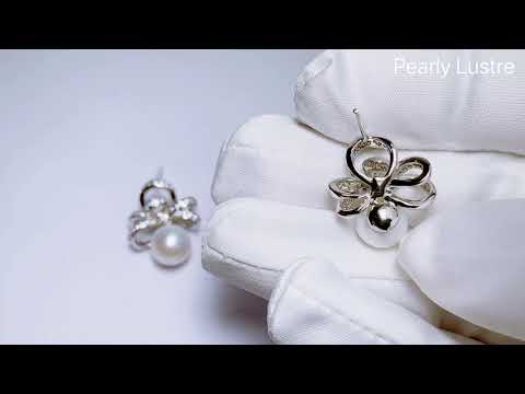 Elegantes aretes de perlas de agua dulce WE00206