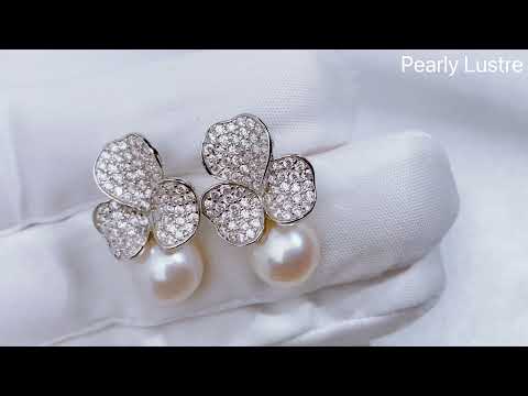Pendientes elegantes de perlas de agua dulce WE00129 | JARDINES