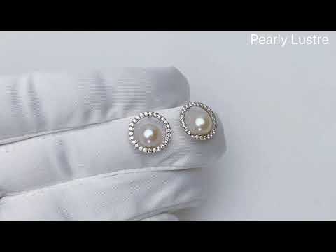 Pendientes elegantes de perlas de agua dulce WE00237