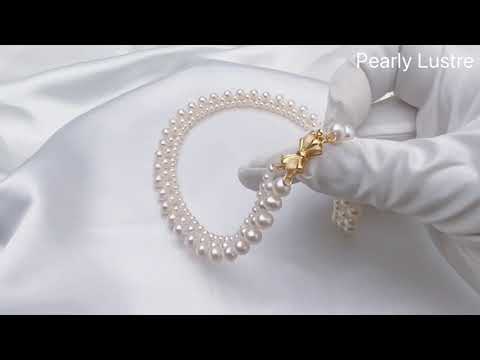 Elegante collar de perlas de agua dulce WN00190
