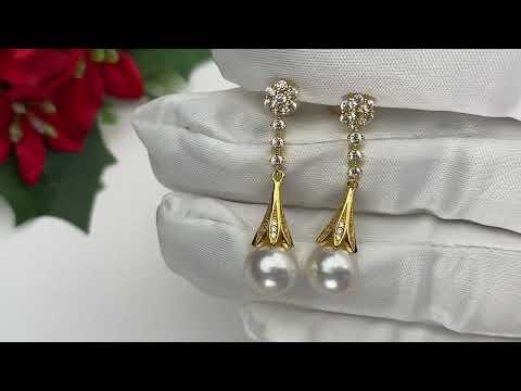 Pendientes de perlas elegantes WE00515