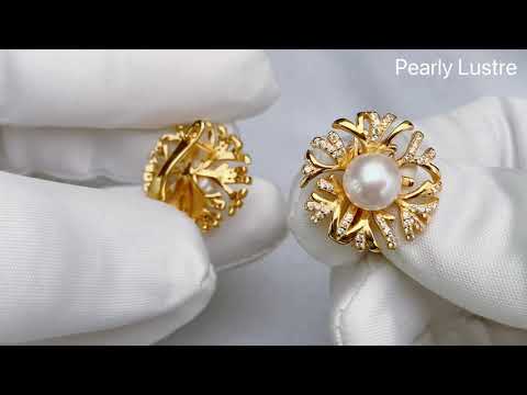 Pendientes elegantes de perlas de agua dulce WE00281 | JARDINES