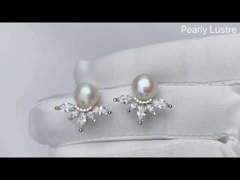 Elegantes aretes de perlas de agua dulce WE00250