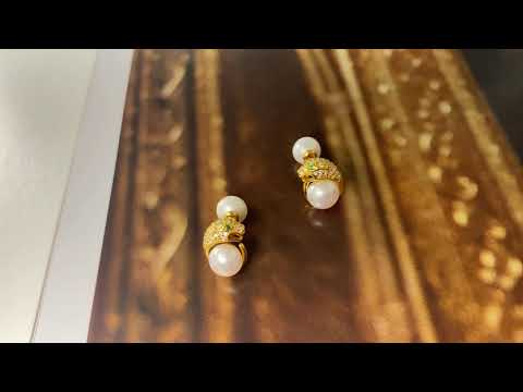 Pendientes de perlas de agua dulce de leopardo WE00531 | SAFARI