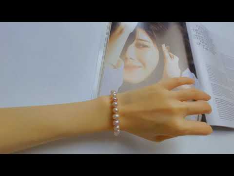 Excellent bracelet de perles d'eau douce violet lustré WB00172