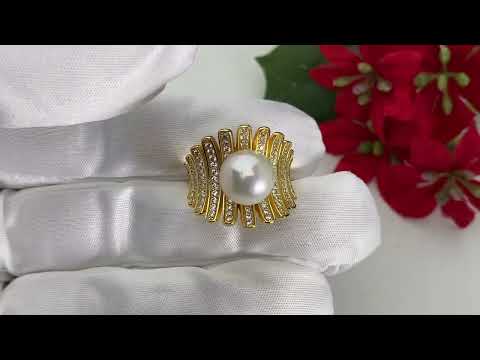 Elegante anillo de perlas de agua dulce WR00192
