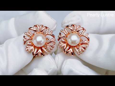 Pendientes elegantes de perlas de agua dulce WE00282 | JARDINES