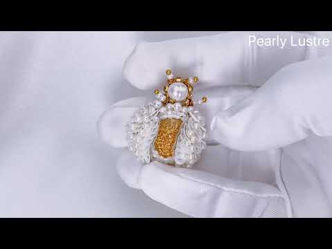 パッション フォー ライフ フランス刺繍淡水パール ブローチ WC00016