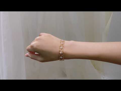 Elegante braccialetto di perle d'acqua dolce in oro massiccio 18 carati KB00003