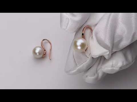 Elegantes aretes de perlas redondas de agua dulce WE00483
