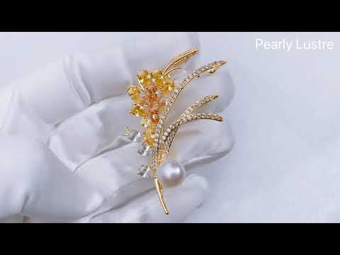 Elegante Broche de Perlas de Agua Dulce WC00042 | JARDINES