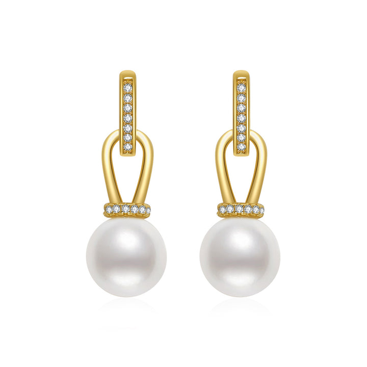 18K Solid Gold Pearl Earrings KE00083 - PEARLY LUSTRE