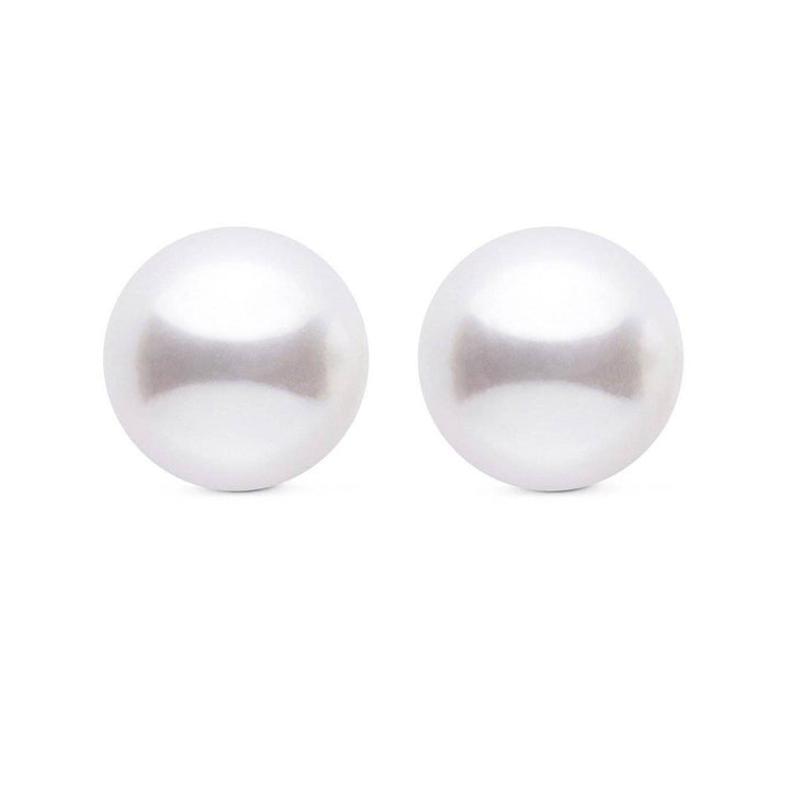 Customization Freshwater White Round Pearl Earrings Stud WA00017 - PEARLY LUSTRE