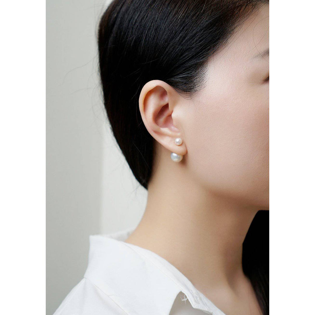 18K Solid Gold Interchangeable Freshwater Pearl Earrings KE00042 | Possibilities - PEARLY LUSTRE