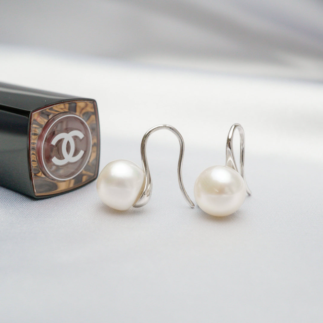Elegant Freshwater Semi Round Pearl Earrings WE00045 - PEARLY LUSTRE