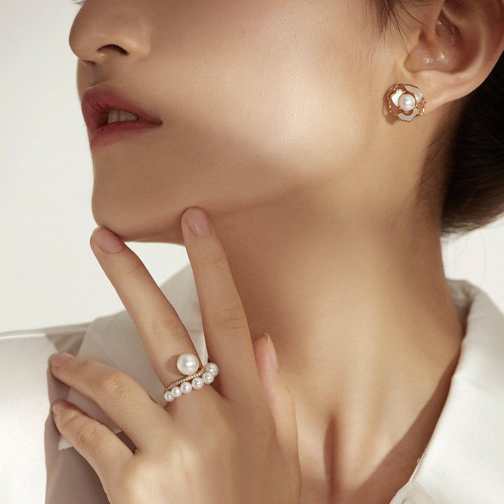 Elegant Freshwater Pearl Earrings WE00373 | GARDENS - PEARLY LUSTRE