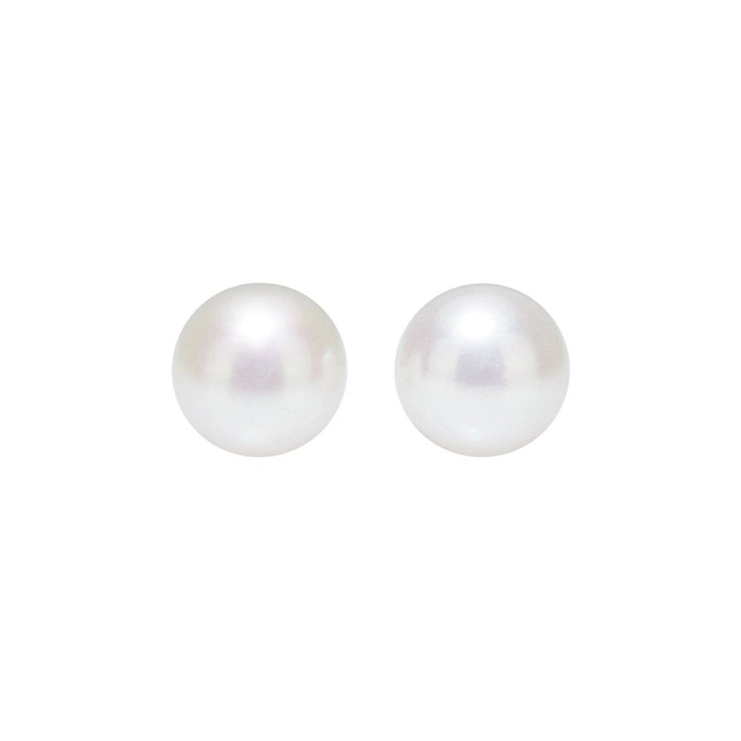 Elegant Freshwater White Semi Round Pearl Stud Earrings WE00126 - PEARLY LUSTRE