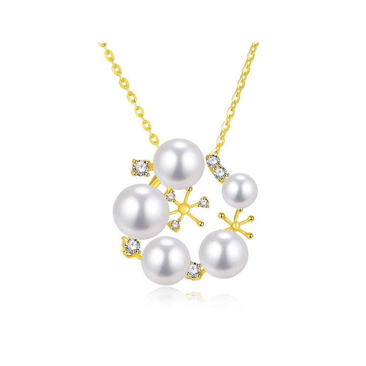 Elegant Freshwater Pearl 18K Solid Gold Necklace KN00054 - PEARLY LUSTRE