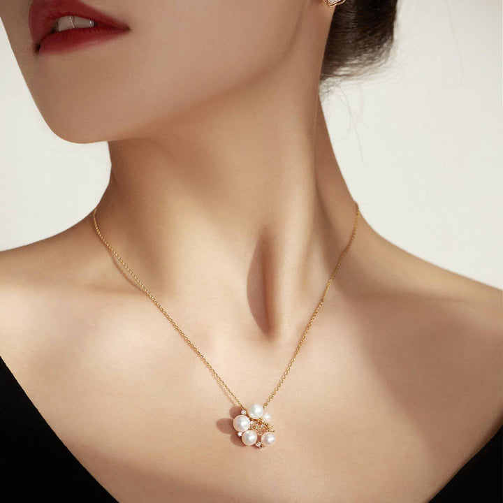 Elegant Freshwater Pearl 18K Solid Gold Necklace KN00054 - PEARLY LUSTRE