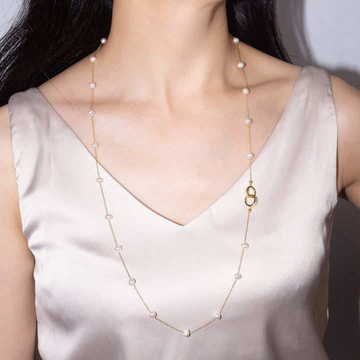 New Yorker Freshwater Pearl Multi Style Mask Chain & Necklace WN00169 - PEARLY LUSTRE
