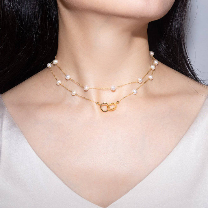 New Yorker Freshwater Pearl Multi Style Mask Chain & Necklace WN00169 - PEARLY LUSTRE