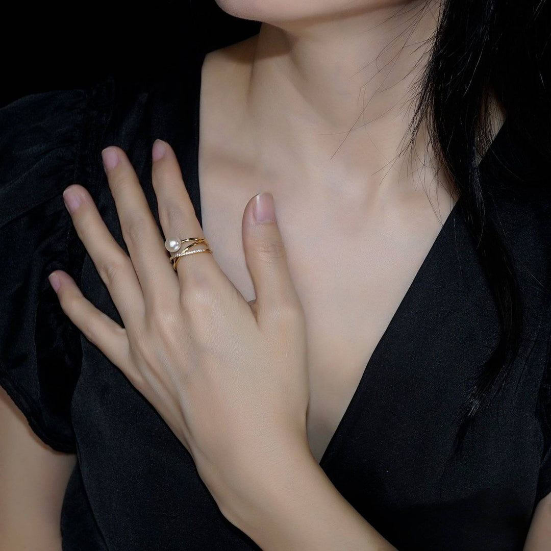 Elegant Freshwater Pearl 18K Solid Gold Ring KR00004 - PEARLY LUSTRE