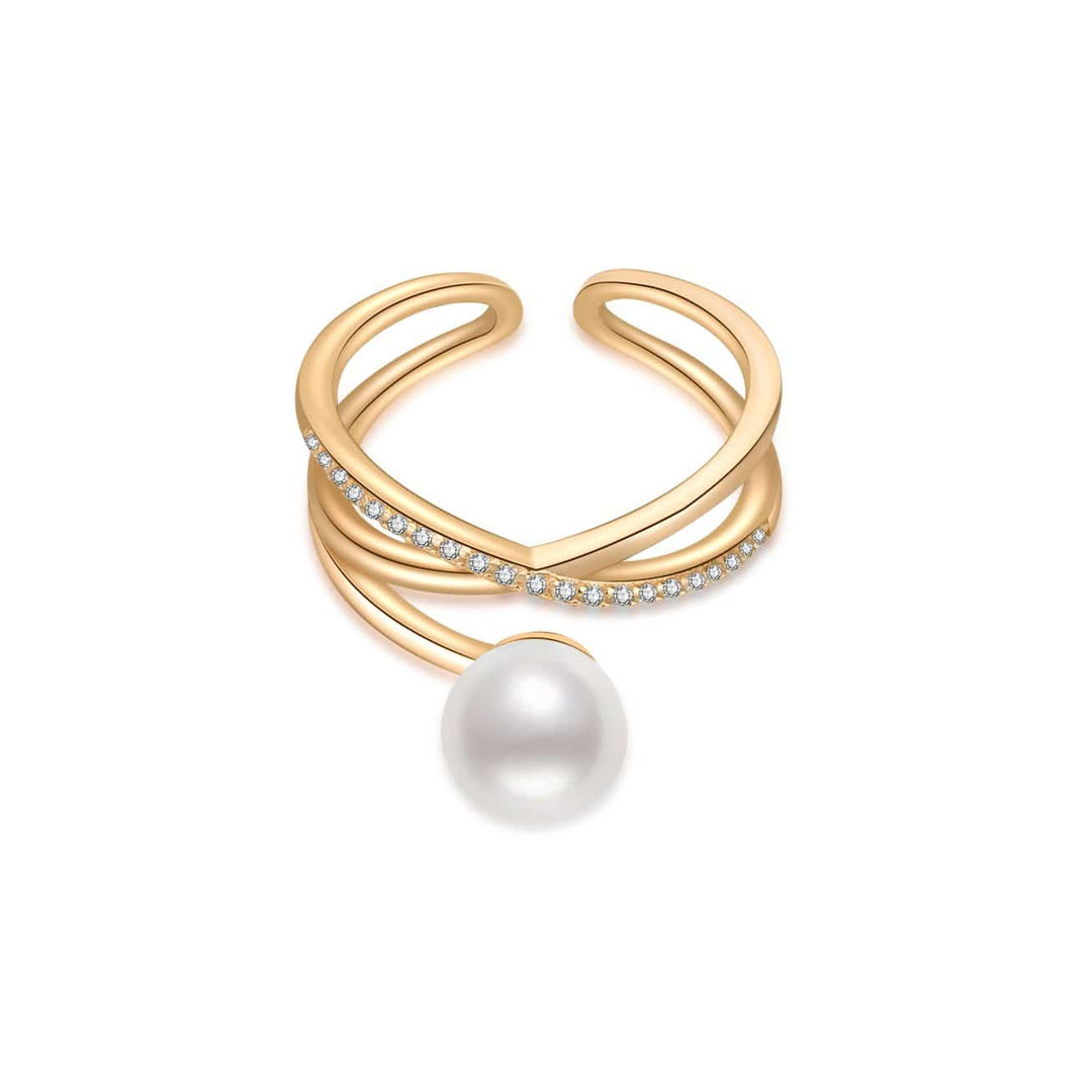 Elegant Freshwater Pearl 18K Solid Gold Ring KR00004 - PEARLY LUSTRE