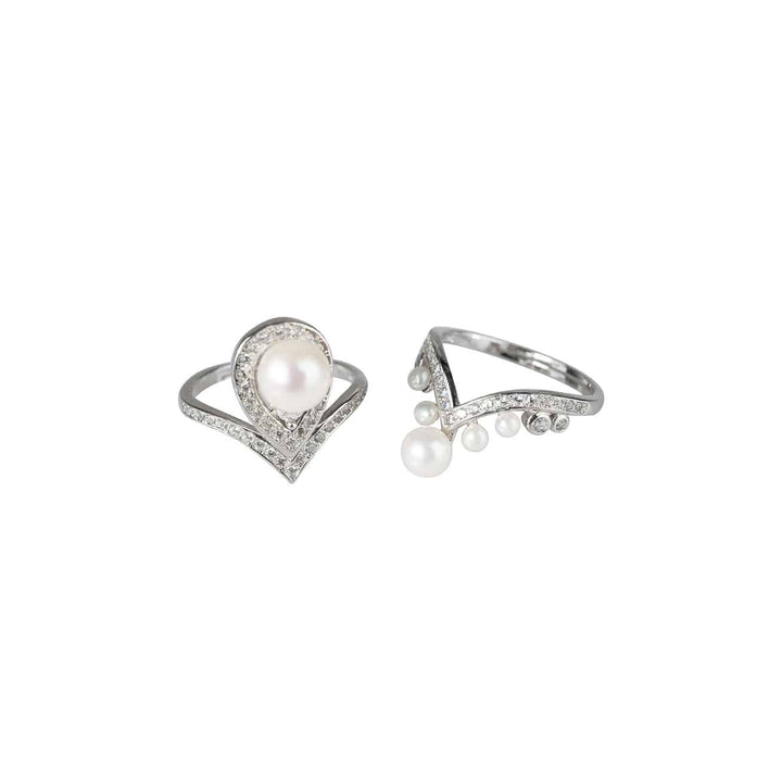 Elegant Freshwater Pearl Duo Ring WR00012 - PEARLY LUSTRE