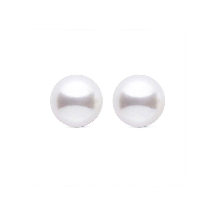 Elegant Freshwater 3rd Quality White Round Pearl Stud Earrings WE00422 - PEARLY LUSTRE