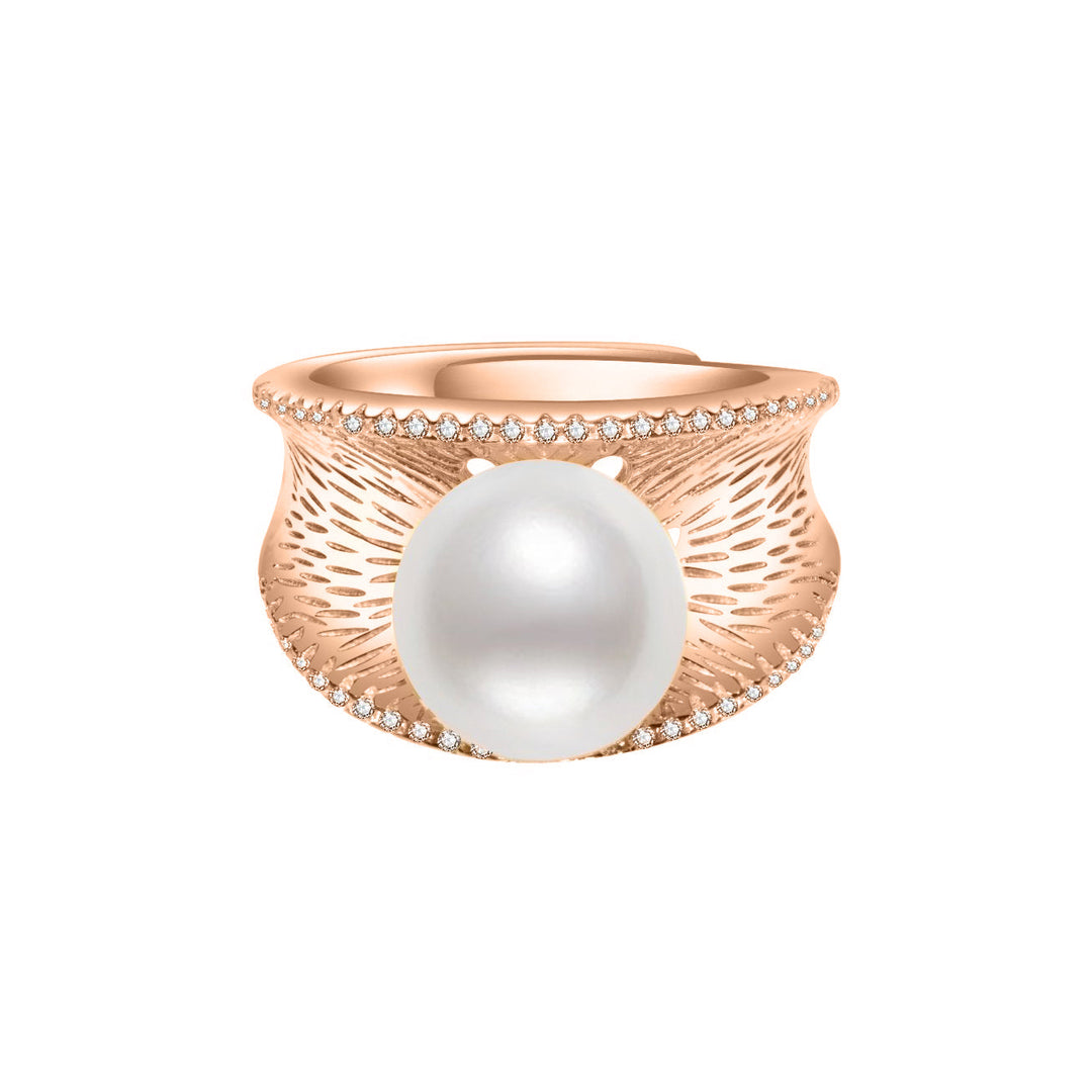 El francés elegante Anillo de perla barroca de los anillos de